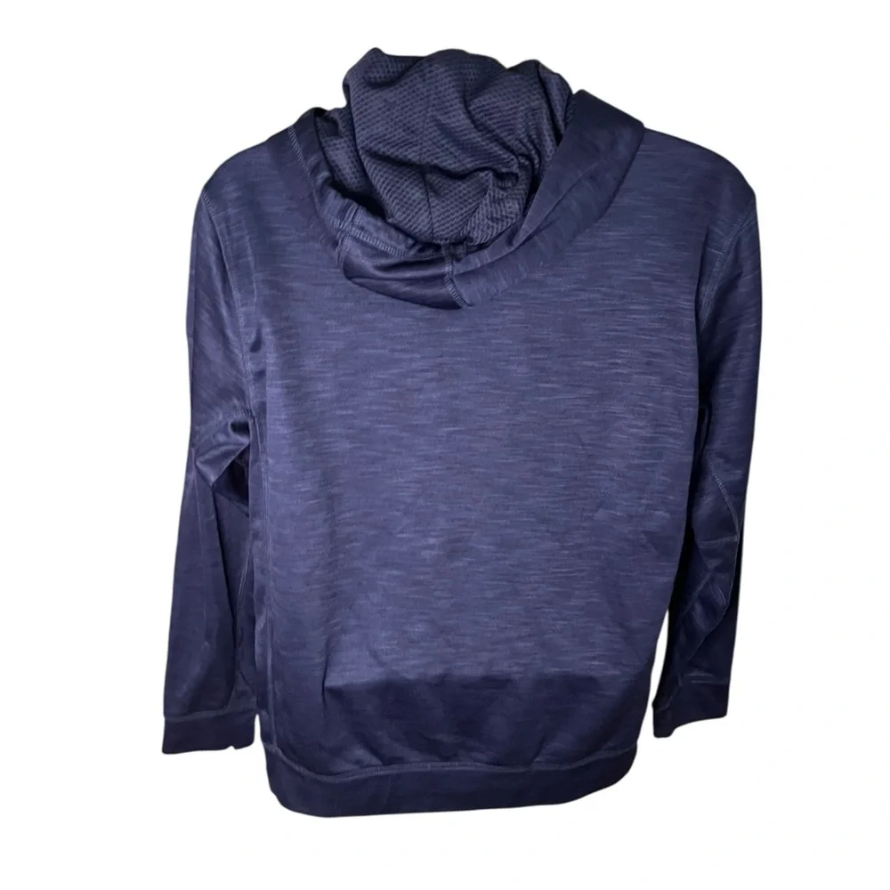 Reebok Sleeve Patch Pullover Athletic Hoodie Navy Heather M